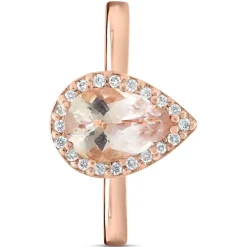 9ct Rose Gold 0.10ct Diamond Halo and Morganite Ring