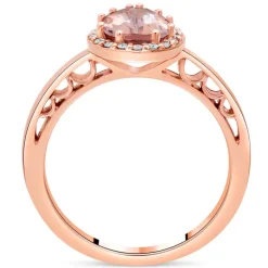 9ct Rose Gold 0.10ct Diamond Halo and Morganite Ring