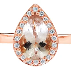 9ct Rose Gold 0.10ct Diamond Halo and Morganite Ring