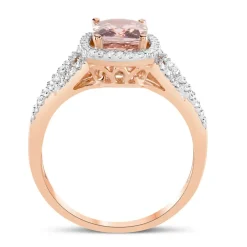9ct Rose Gold 0.25ct Diamond Shoulders and Morganite Ring