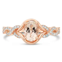 9ct Rose Gold 0.22ct Diamond Twist And Morganite Ring