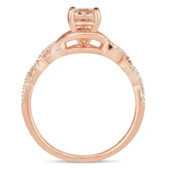 9ct Rose Gold 0.22ct Diamond Twist And Morganite Ring