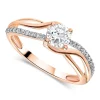 9ct Rose Gold Cubic Zirconia Solitaire Open X Over Shoulders Ring