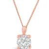 9ct Rose Gold 5mm Four Claw Cubic Zirconia Set Pendant (Chain Included)