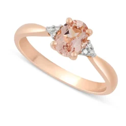 9ct Rose Gold Oval Morganite and Diamond Ring