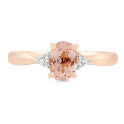 9ct Rose Gold Oval Morganite and Diamond Ring