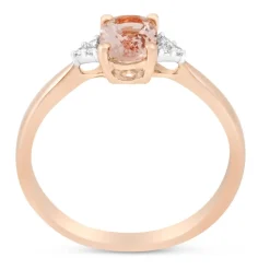9ct Rose Gold Oval Morganite and Diamond Ring