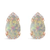 9ct Rose Gold Pear Opal Diamond Top&Bottom Stud Earrings