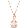 9ct Rose Pear Opal With Twist Diamond Top Pendant