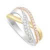 9ct Three Colour Gold 0.21ct Diamond Ring
