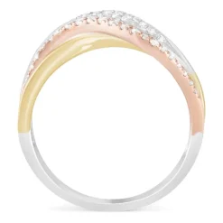 9ct Three Colour Gold 0.21ct Diamond Ring