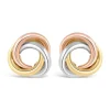 9ct Three Colour Gold Open Knot Stud Earrings