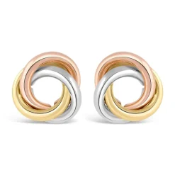 9ct Three Colour Gold Open Knot Stud Earrings