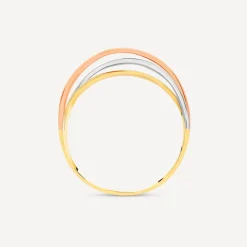 9ct Tri-Colour Crossover Plain Dress Ring