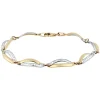 9ct two colour gold Greek Key oval link bracelet