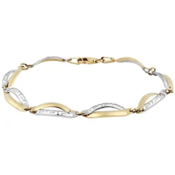 9ct two colour gold Greek Key oval link bracelet