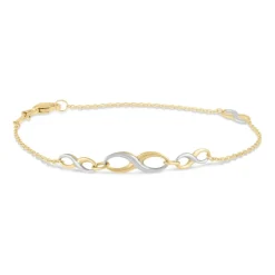 9ct Two Colour Gold Infinity Chain Bracelet