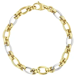 9ct two colour gold open link bracelet