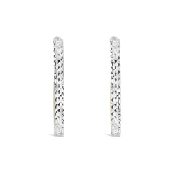 9ct Two Colours Gold Diamond Cut Hoop Earrings