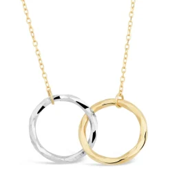 9ct Two-Tone Diamond Cut Double Circle Necklet