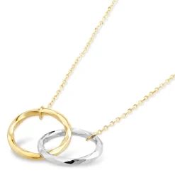 9ct Two-Tone Diamond Cut Double Circle Necklet
