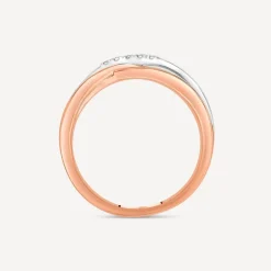 9ct White & Rose Gold 0.03ct Diamond Set 3 Strand Crossover Celebration Ring