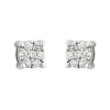 9ct white gold 0.10 carat diamond floral cluster earrings