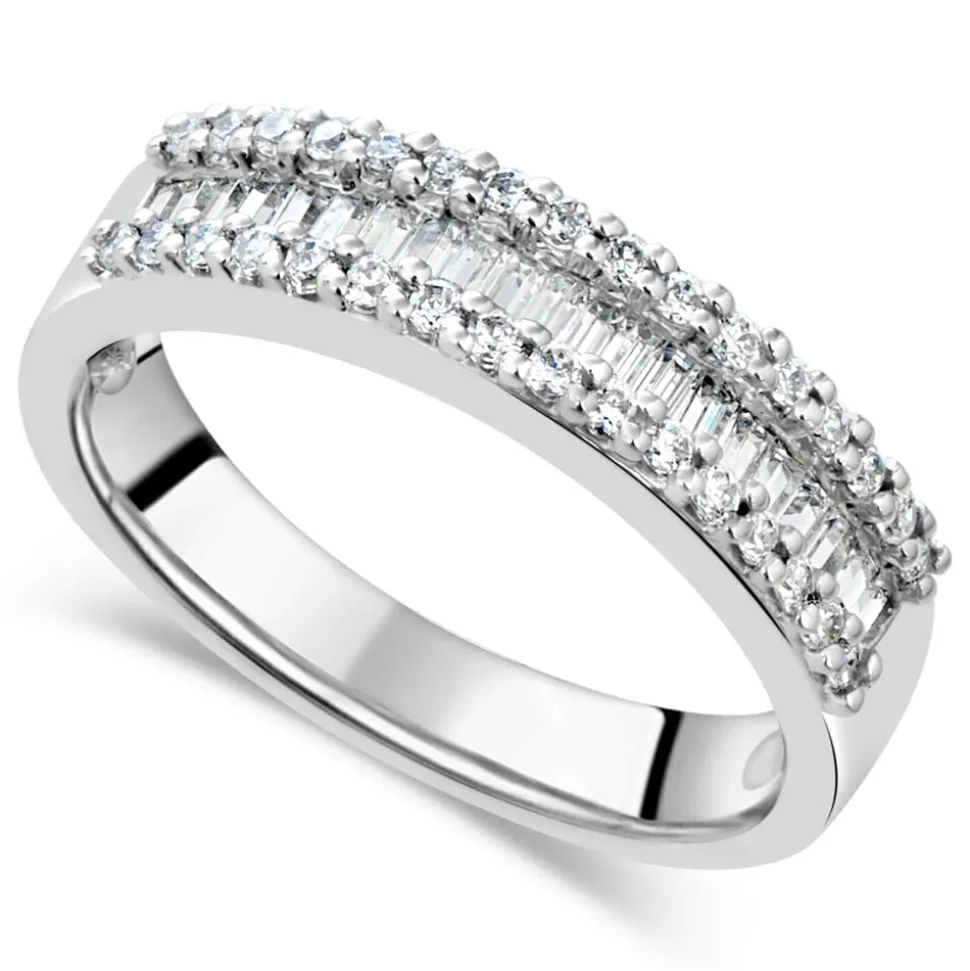 18ct White Gold .45 Carat Diamond Dip Centre Wedding Ring