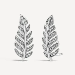 9ct White Gold 0.15 Carat Diamond Feather Studs