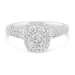 18ct White Gold 0.74 Carat Diamond Cluster Engagement Ring