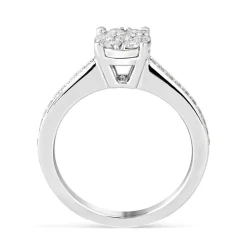 9ct white gold 0.45 carat diamond bridal cluster ring