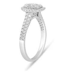 18ct White Gold 0.74 Carat Diamond Cluster Engagement Ring