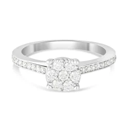 9ct white gold 0.45 carat diamond bridal cluster ring