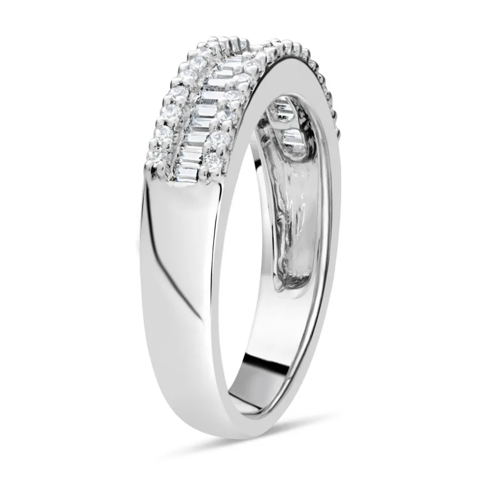 18ct White Gold .45 Carat Diamond Dip Centre Wedding Ring