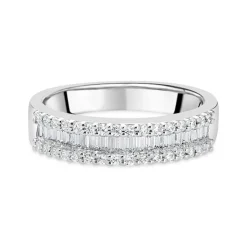 18ct White Gold .45 Carat Diamond Dip Centre Wedding Ring