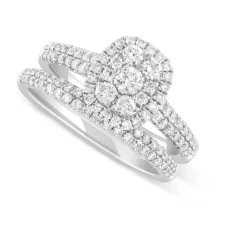 18ct White Gold 0.74 Carat Diamond Cluster Engagement Ring