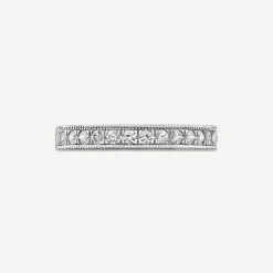 18ct White Gold 0.33 Diamond Set Milgrain Edge Wedding Ring