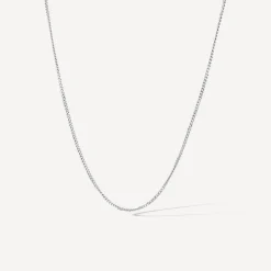 9ct White Gold 16-18 inch Flat Curbed Chain Necklet
