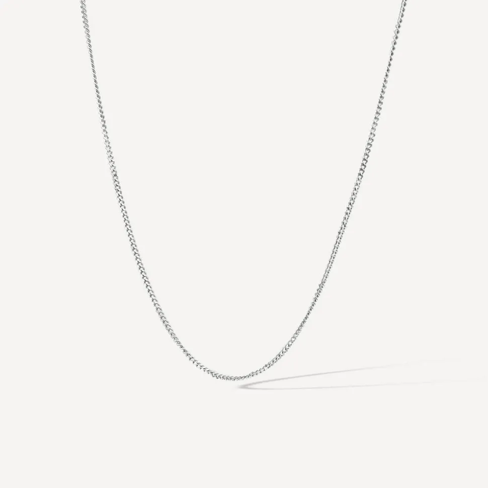 9ct White Gold 16-18 inch Flat Curbed Chain Necklet