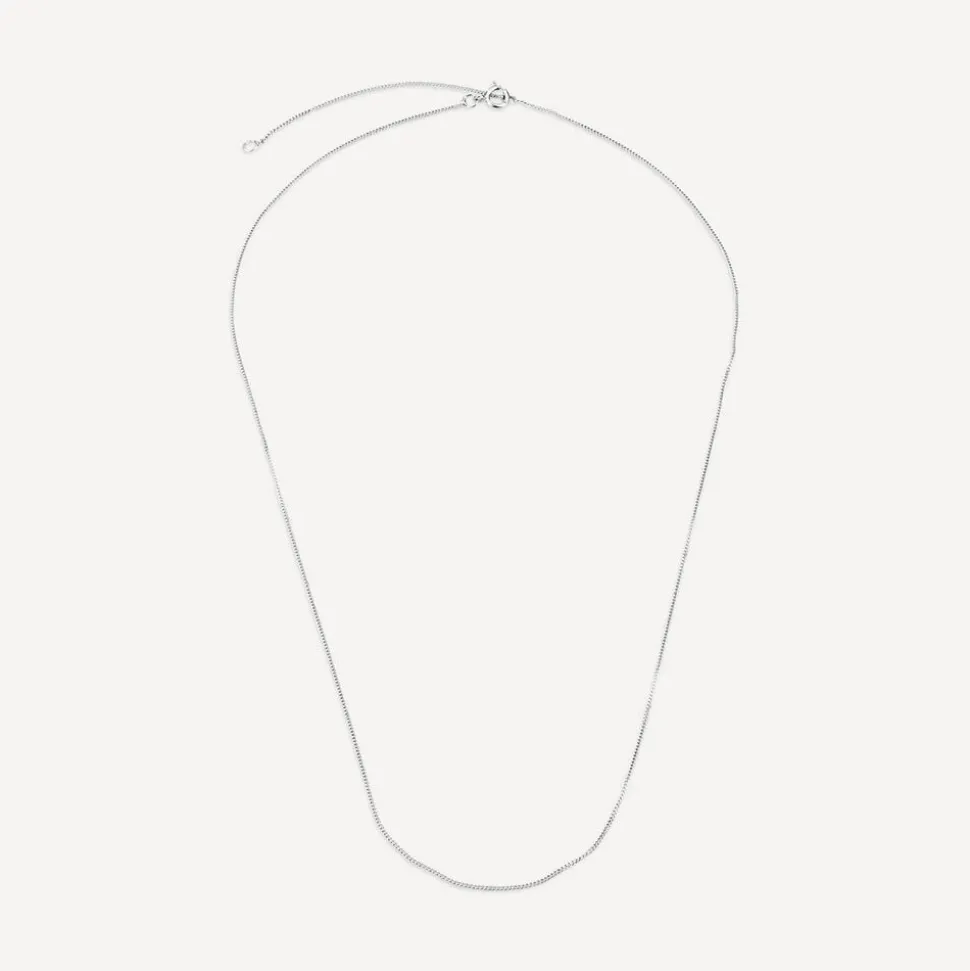 9ct White Gold 16-18 inch Flat Curbed Chain Necklet