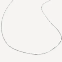 9ct White Gold 16-18 inch Flat Curbed Chain Necklet