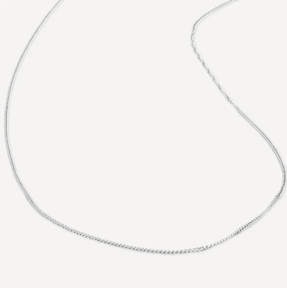 9ct White Gold 16-18 inch Flat Curbed Chain Necklet