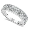9ct White Gold 3 Row Cubic Zirconia Band Ring