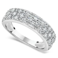 9ct White Gold 3 Row Cubic Zirconia Band Ring