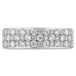 9ct White Gold 3 Row Cubic Zirconia Band Ring