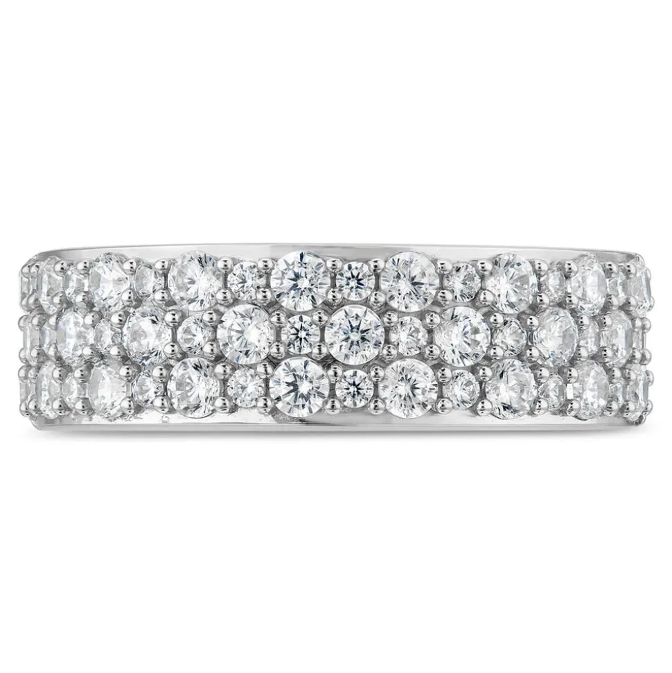 9ct White Gold 3 Row Cubic Zirconia Band Ring