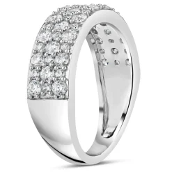 9ct White Gold 3 Row Cubic Zirconia Band Ring