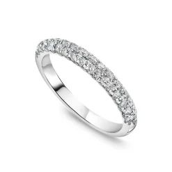 18ct White Gold 2 Row Pave 0.50ct Diamond Wedding Ring