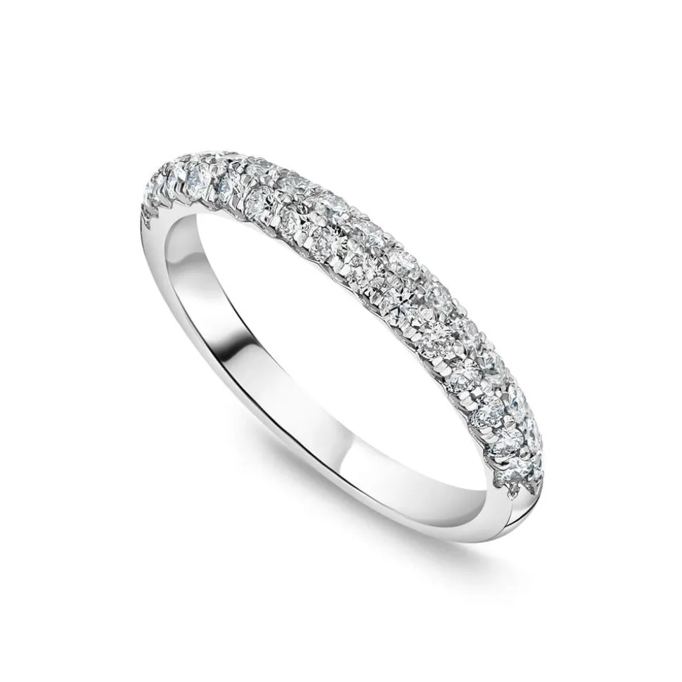 18ct White Gold 2 Row Pave 0.50ct Diamond Wedding Ring