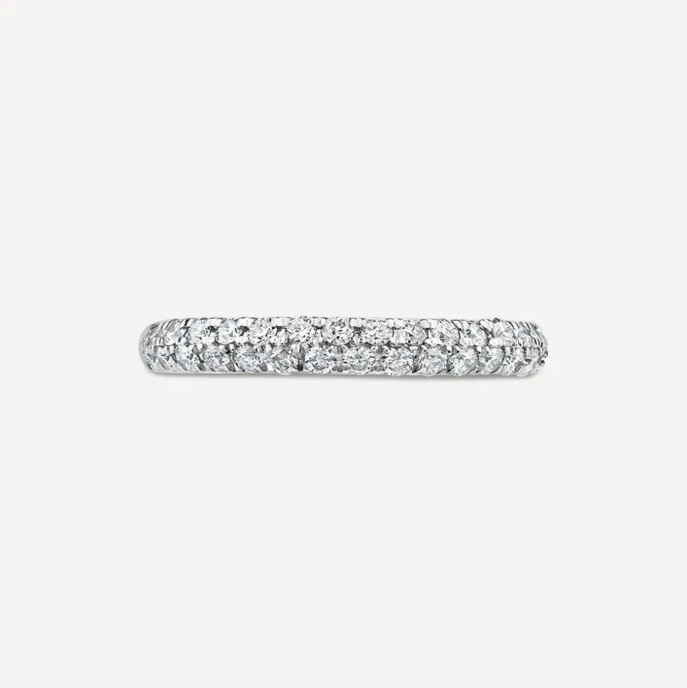 18ct White Gold 2 Row Pave 0.50ct Diamond Wedding Ring